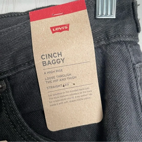 Levi’s Women’s High Rise Cinch Baggy Jeans - Black Wash Size 28 X 31 NWT - Picture 11 of 16